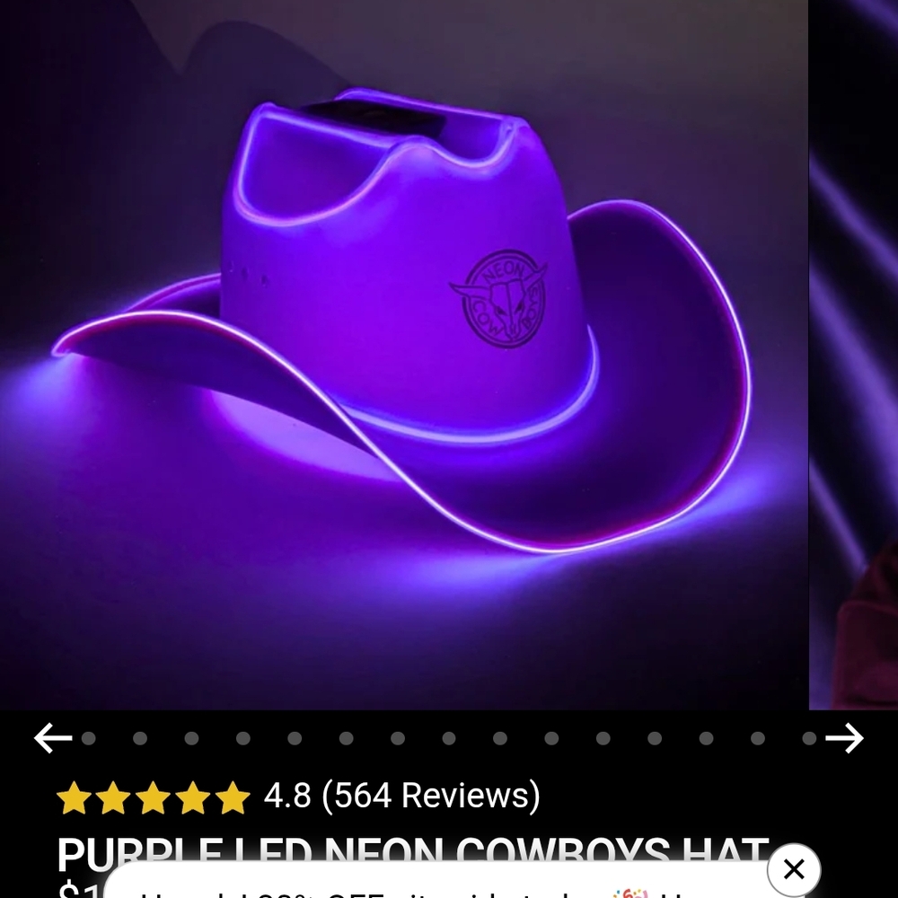 Purple LED Hat - Picture 2 of 3